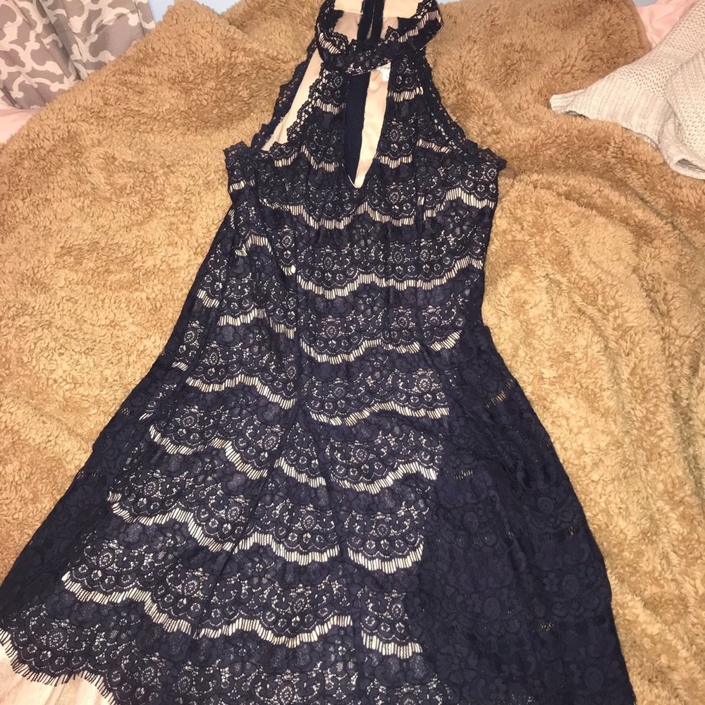 Cute lace, navy blue dress